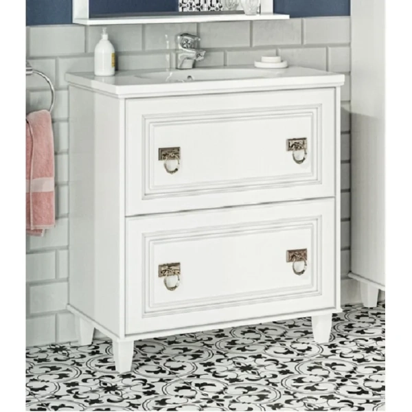 Тумба под раковину напольная Misty Версаль 80 см белая, моноблок - фото 5