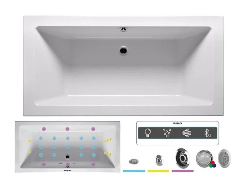 Ванна гидромассажная Riho Lusso 200 x 90 см, JOY2 - фото 1