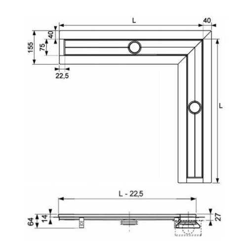 Решетка Tece TECEdrainline 100 см угловая - фото 2