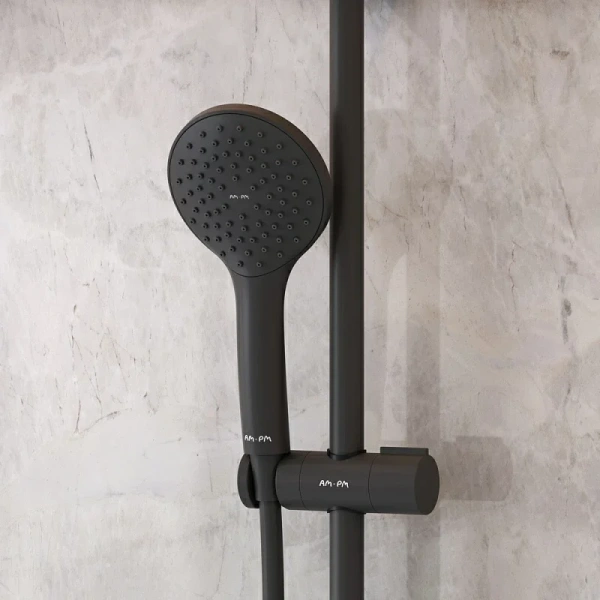 Душевой уголок Am.Pm Gem 80x80 см черный с душевой стойкой, 80х80 - фото 5