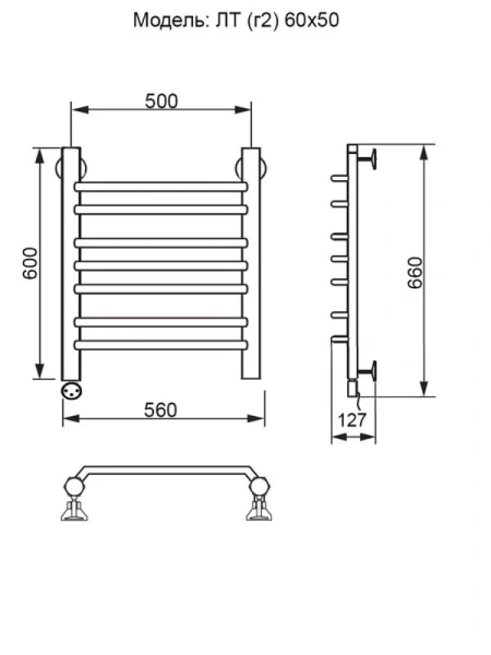 Полотенцесушитель электрический Ника Trapezium 60х50 см левый, современные, hi-tech - фото 2