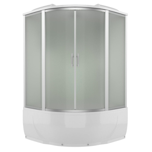 Душевой бокс, задние стенки серебристые, стекло матовое, Erlit Comfort ER 4350T-W3, четверть круга - фото 2
