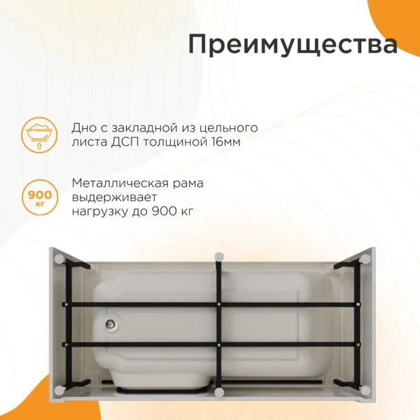 Акриловая ванна Radomir Грасс 2 168 х 80 см, левая/правая, прямоугольные - фото 5