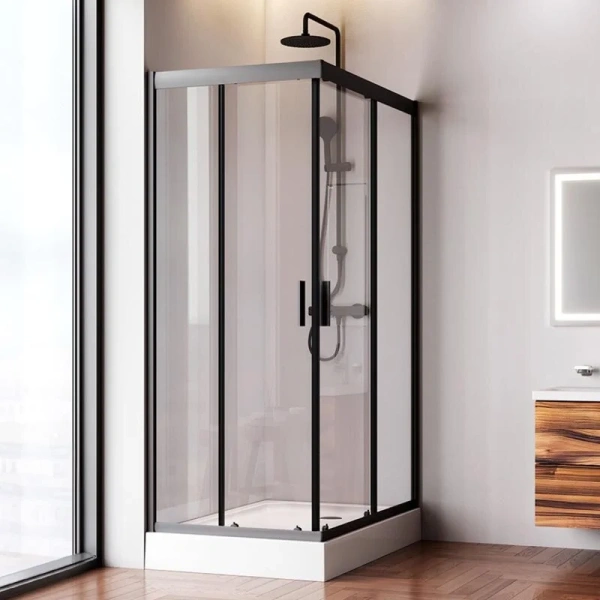 Душевой уголок Am.Pm Gem 120х80 см профиль черный, стеклянные, угловые, без поддона - фото 6