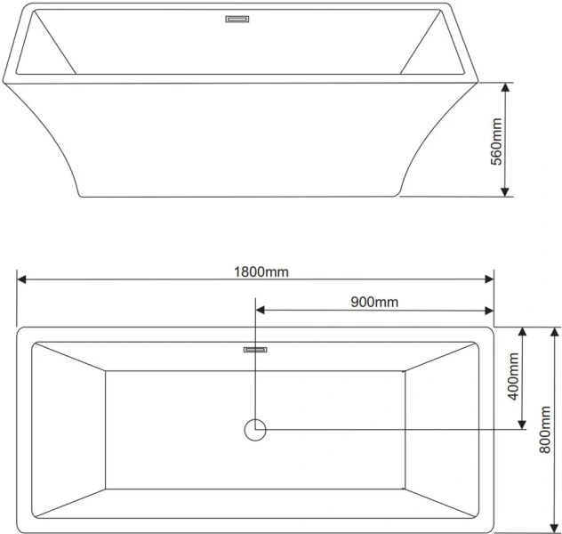 Ванна акриловая Grossman 180x80 см отдельностоящая - фото 3