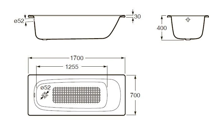 Ванна стальная Roca Contesa 170 x 70 см, 237760000, стальной лист 3.5 мм - фото 2
