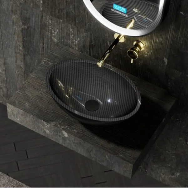 Раковина Abber Karbon 50 см черная - фото 1