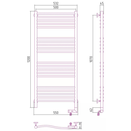 Полотенцесушитель электрический Сунержа Флюид 2.0 50x120 см черный матовый - фото 3