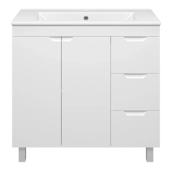 Тумба под раковину напольная Misty Оптима 90 см белая, 100 см - фото 6