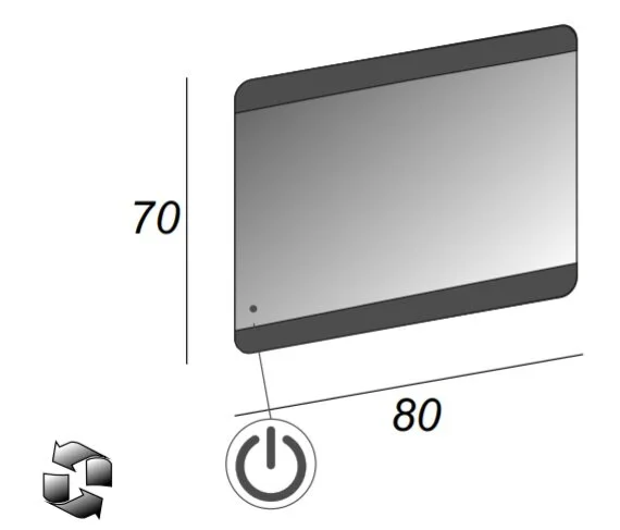 Зеркало с подсветкой Cezares 80 см прямоугольное, нет в наличии - фото 2