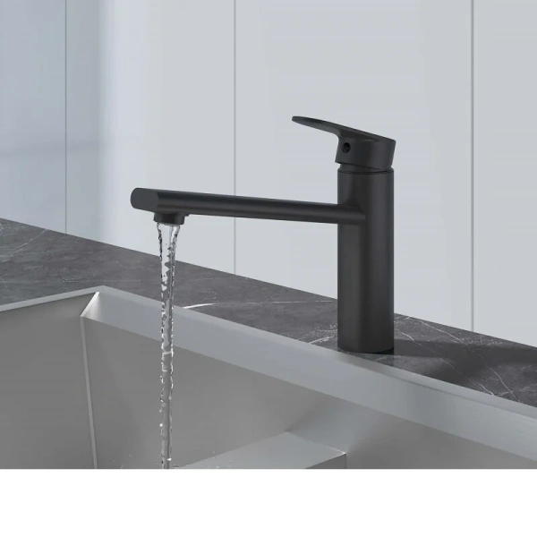 Смеситель для кухни Акватек Ника черный матовый, из нержавеющей стали, округлая форма - фото 5