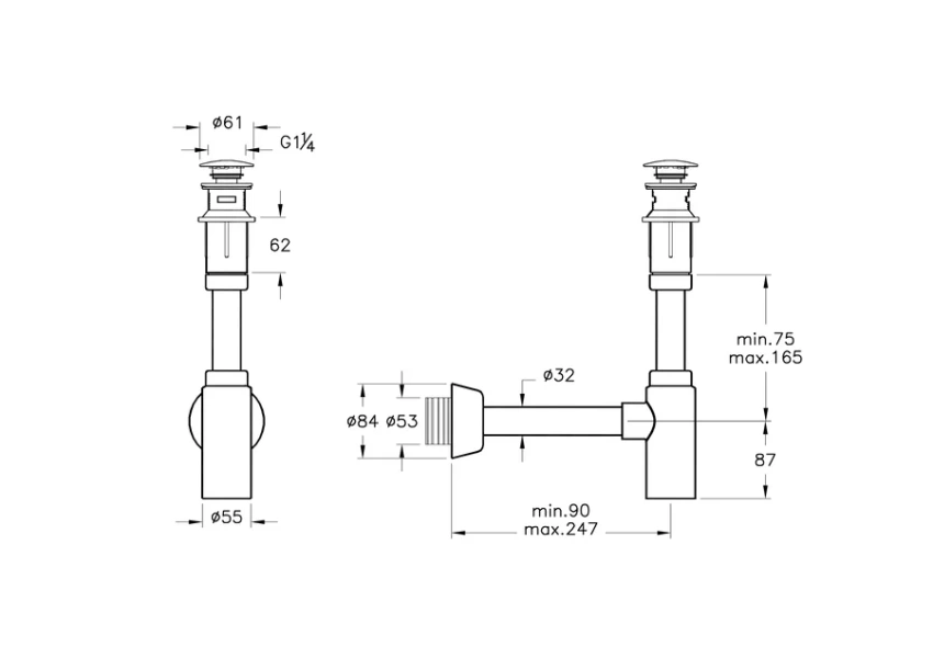 Сифон для раковины VitrA с донным клапаном - фото 2