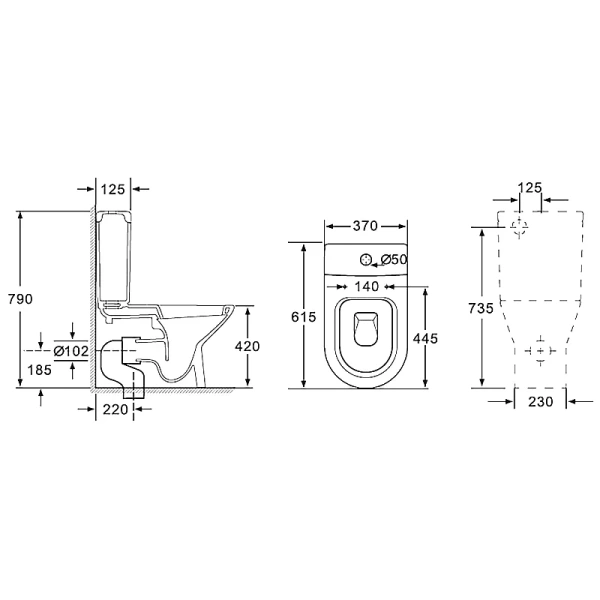 Унитаз компакт Azario Fretta New безободковый, с горизонтальным, прямым выпуском, с прямым выпуском index_1 - фото 17