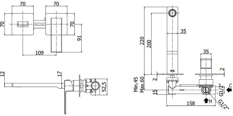 Смеситель для раковины Paffoni Elle EL105 встраиваемый - фото 4
