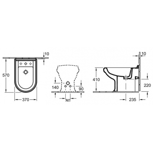 Биде напольное Villeroy & Boch Hommage альпийский белый CeramicPlus - фото 3