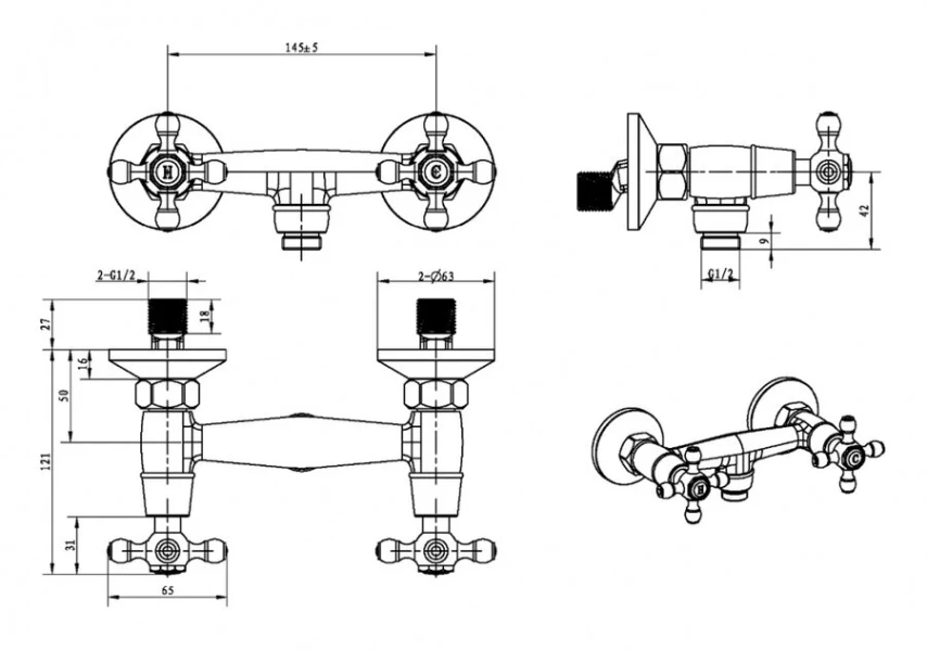 Смеситель для душа Boheme Flora хром, для душа - фото 2