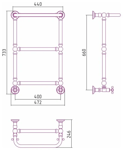 Полотенцесушитель водяной Сунержа Ренессанс 40х66 см без покрытия - фото 2