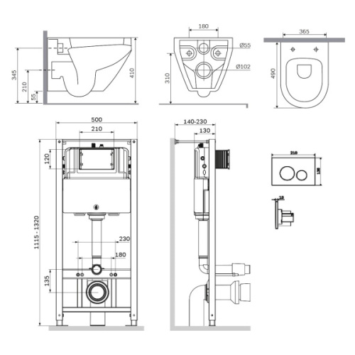 Унитаз с инсталляцией Am.Pm Spirit V2.0 с сиденьем микролифт и белой клавишей - фото 3