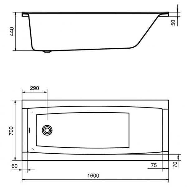 Ванна акриловая Santek Санторини 1.WH30.2.494, 160 х 70 см, прямоугольная, белая - фото 4