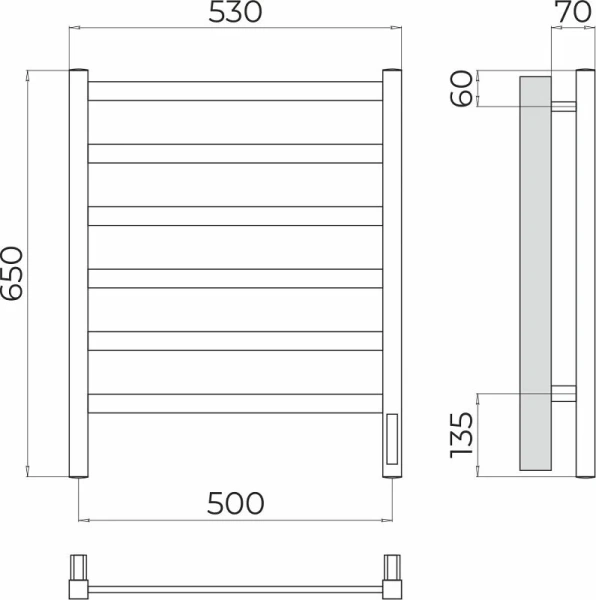 Полотенцесушитель электрический Terminus Ното П6 500x650 хром - фото 2