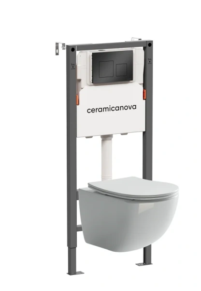 Унитаз с инсталляцией Ceramica Nova Forma кнопка черная матовая - фото 1