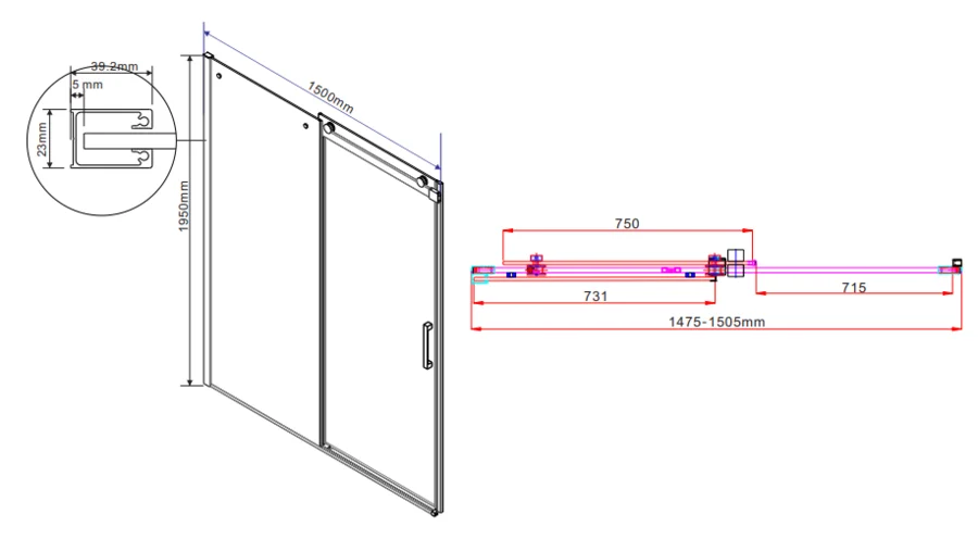 Душевая дверь в нишу Vincea Como 150 см стекло прозрачное - фото 2