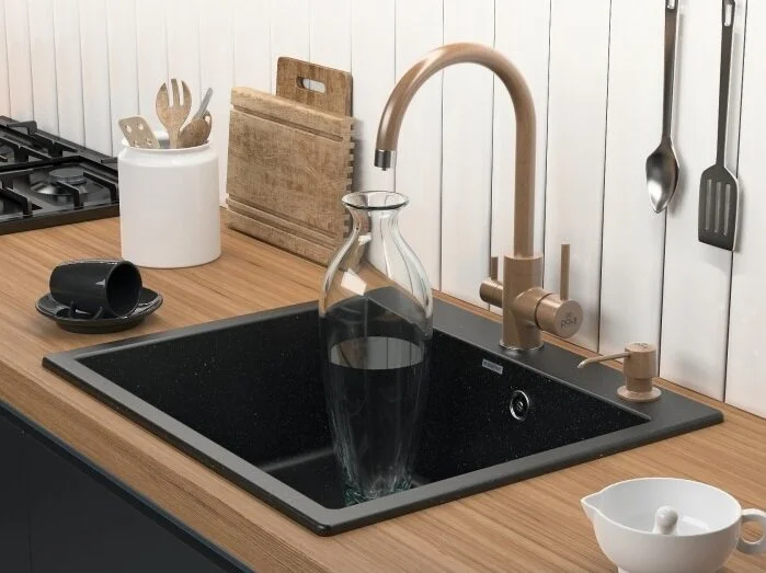 Мойка для кухни Paulmark Kante 60 см черная, прямоугольной формы - фото 4