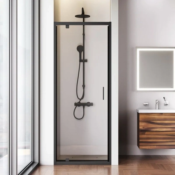 Душевая дверь в нишу Am.Pm Gem 80 см профиль черный, распашные - фото 5