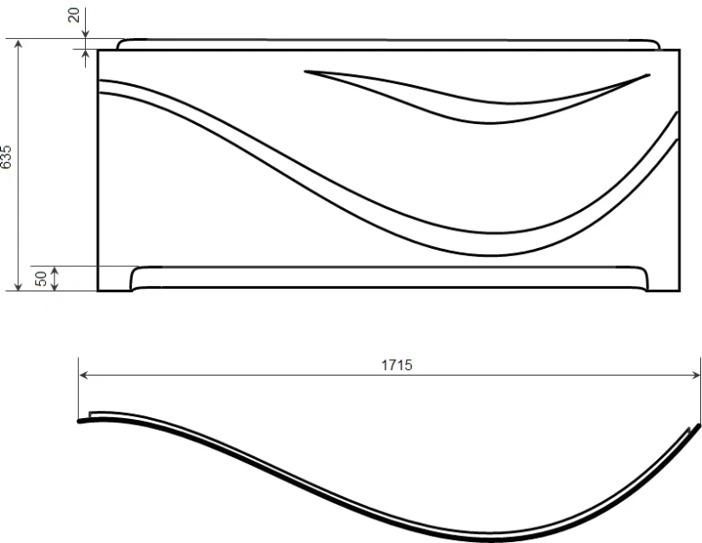 Фронтальная панель Timo 171.5x63.5 см правая, в наличии - фото 2