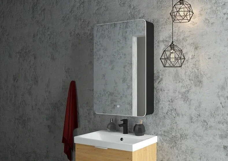 Зеркальный шкаф с подсветкой Art&Max Lecce 57 см черный правосторонний, 55 см - фото 3