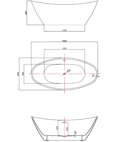Ванна акриловая Vincea 180x85 см белая - фото 3