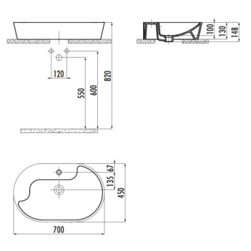 Раковина Creavit Topic 70 см золото - фото 2