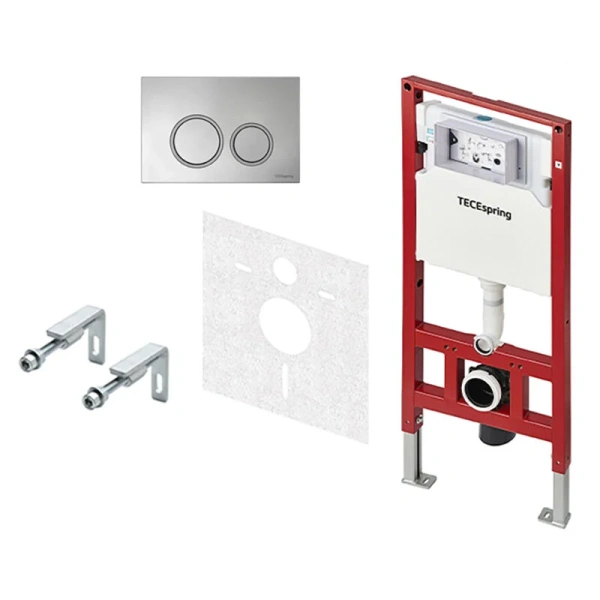 Инсталляция для унитаза Tece TECEspring с кнопкой смыва хром - фото 1