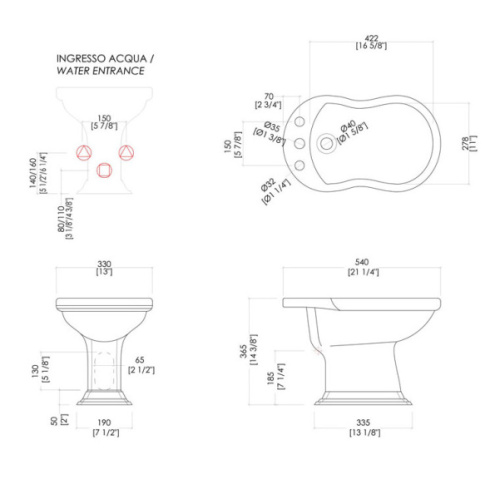 Биде напольное Devon & Devon Oxford на 3 отверстия - фото 3