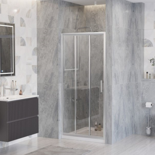 Душевая дверь в нишу BelBagno Uno 90 см стекло прозрачное, профиль хром - фото 2