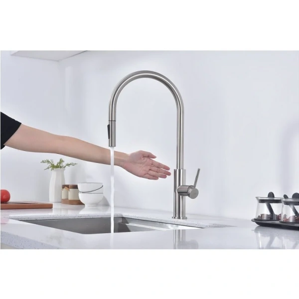 Смеситель для кухни Paulmark Senso нержавеющая сталь, на мойку, на столешницу - фото 6