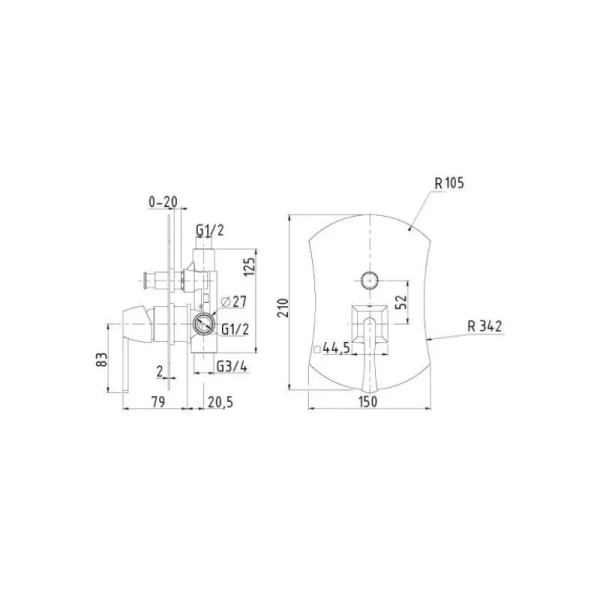 Смеситель для душа Migliore Opera 190 без девиатора - фото 2