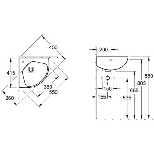 Раковина Villeroy & Boch O.novo 55 см с покрытием CeramicPlus - фото 2