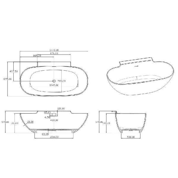 Акриловая ванна Timo LUMI1770, 180 х 90 см, цвет белый - фото 2