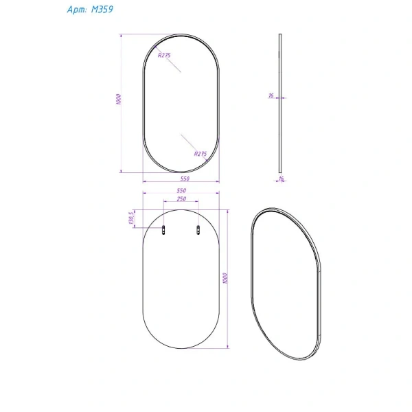 Зеркало Caprigo Контур 55 см хром - фото 2