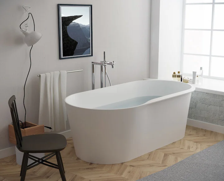 Ванна каменная Roca Raina 159 х 79 см 248466000, литой мрамор Stonex, овальная, белая, белые - фото 7