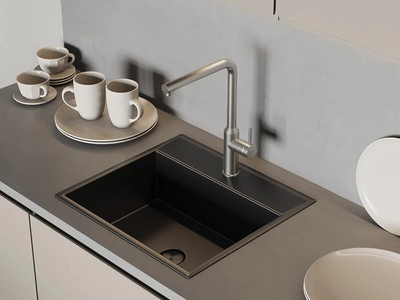 Смеситель для кухни Cersanit Flavis сатин, с поворотным изливом, с длинным изливом - фото 7