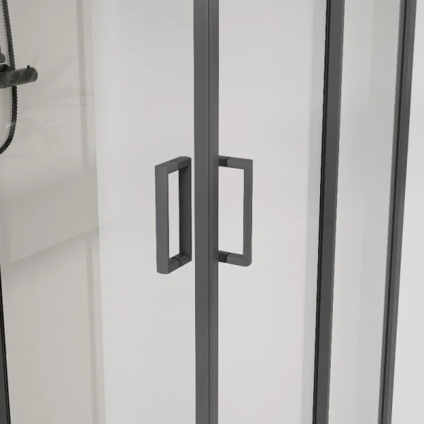 Душевой уголок Vincea City 90х90 см профиль вороненая сталь стекло прозрачное - фото 4