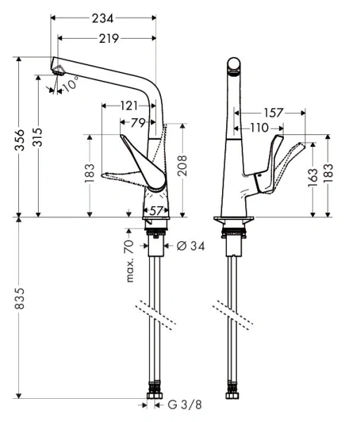 Смеситель для кухни Hansgrohe Metris 14823000 - фото 2