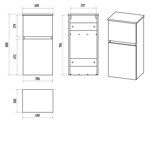 Шкаф-пенал подвесной Misty Ива 40 см белый/каштан, нет в наличии - фото 2