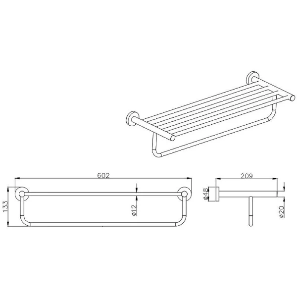 Полотенцедержатель Акватек Вега черный, современные, hi-tech - фото 2