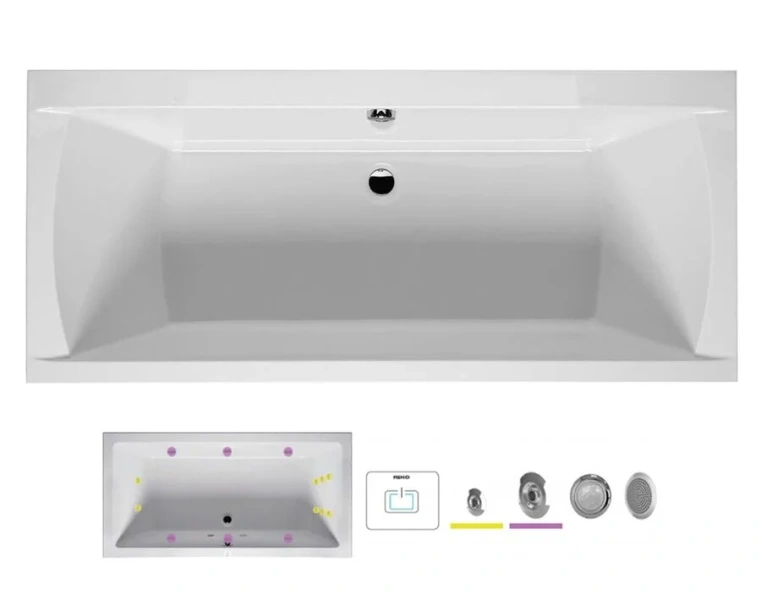 Ванна гидромассажная Riho Julia 190 x 90 см, FLOW2 - фото 1