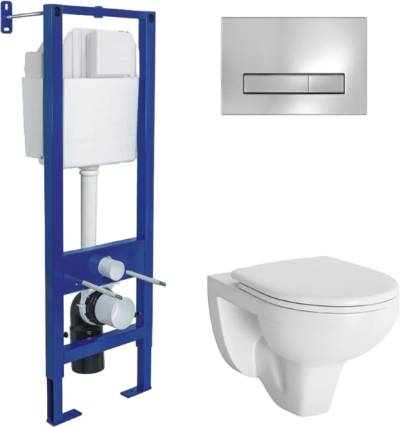 Унитаз с инсталляцией Berges Gamma клавиша хром глянец - фото 1