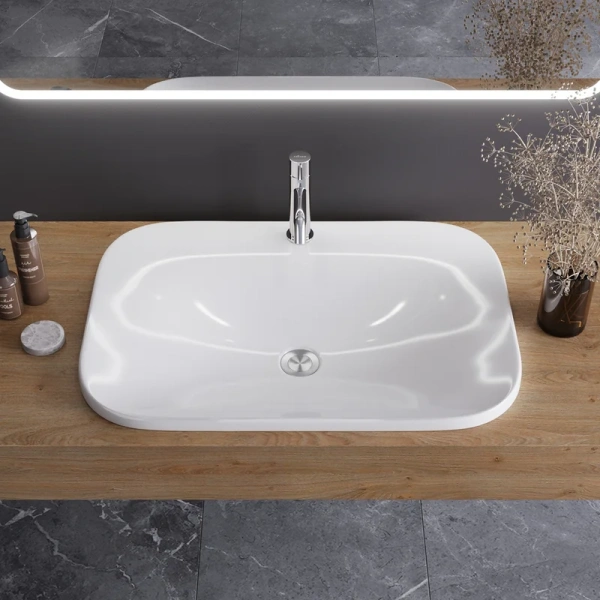 Раковина Cezares 65 см полувстраиваемая, белые - фото 4