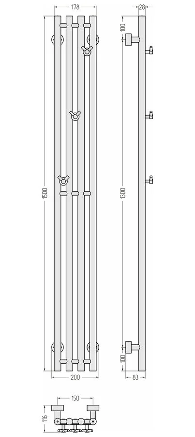 Полотенцесушитель водяной Сунержа Кантата PRO 15х150 см темный титан муар - фото 2